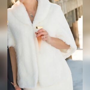 Elegant White Faux Fur Coat